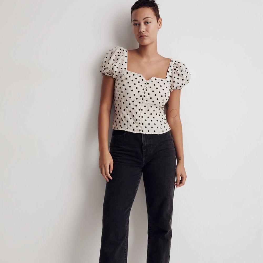 Madewell Polka Dot Blouse - Black and White